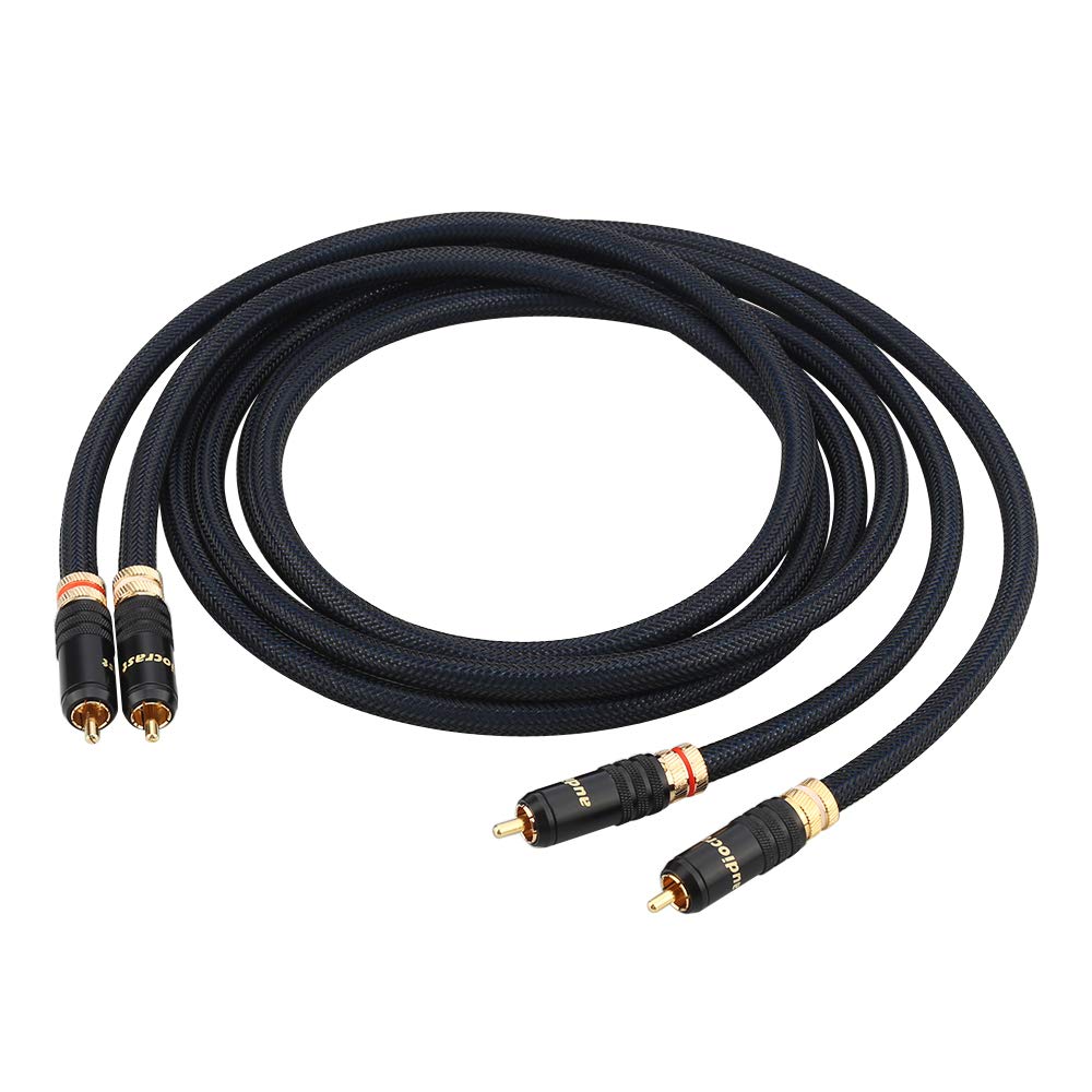 A10 RCA Cable, Stereo Audio Cable [24K Gold Plated Connectors | Copper Core Silver Plated] 2RCA Male