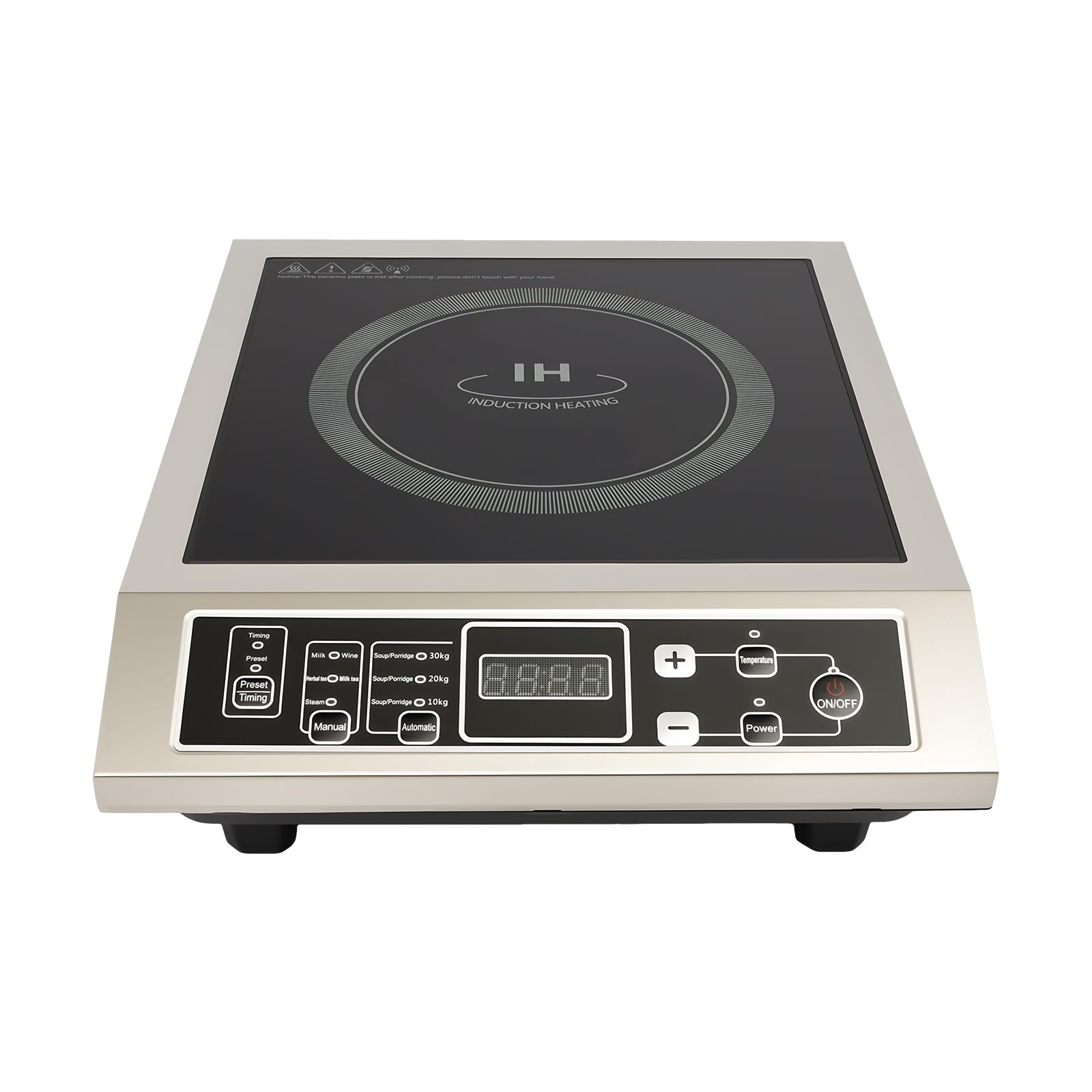Professional Plaque à Induction, 3500W Cuisinière à Induction | Plaque Induction 1 Feu, Plaque Professionnelle Avec Bobine En Cuivre & Led 0 Niveaux D'ajustement Pour Restaurant Famille