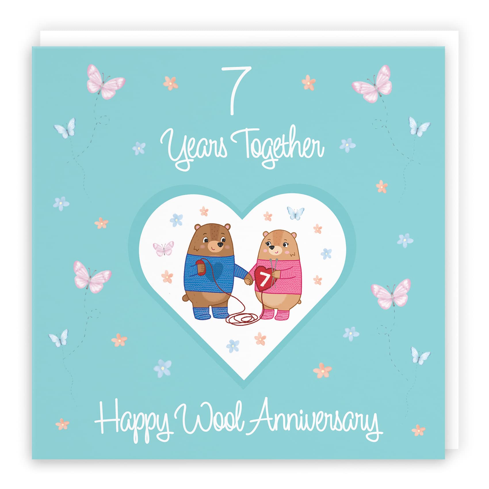 Hunts England, 7th Anniversary Card For Him Or Her, 7 Years, Wool Anniversary, Romantic Meadows, Fun Card