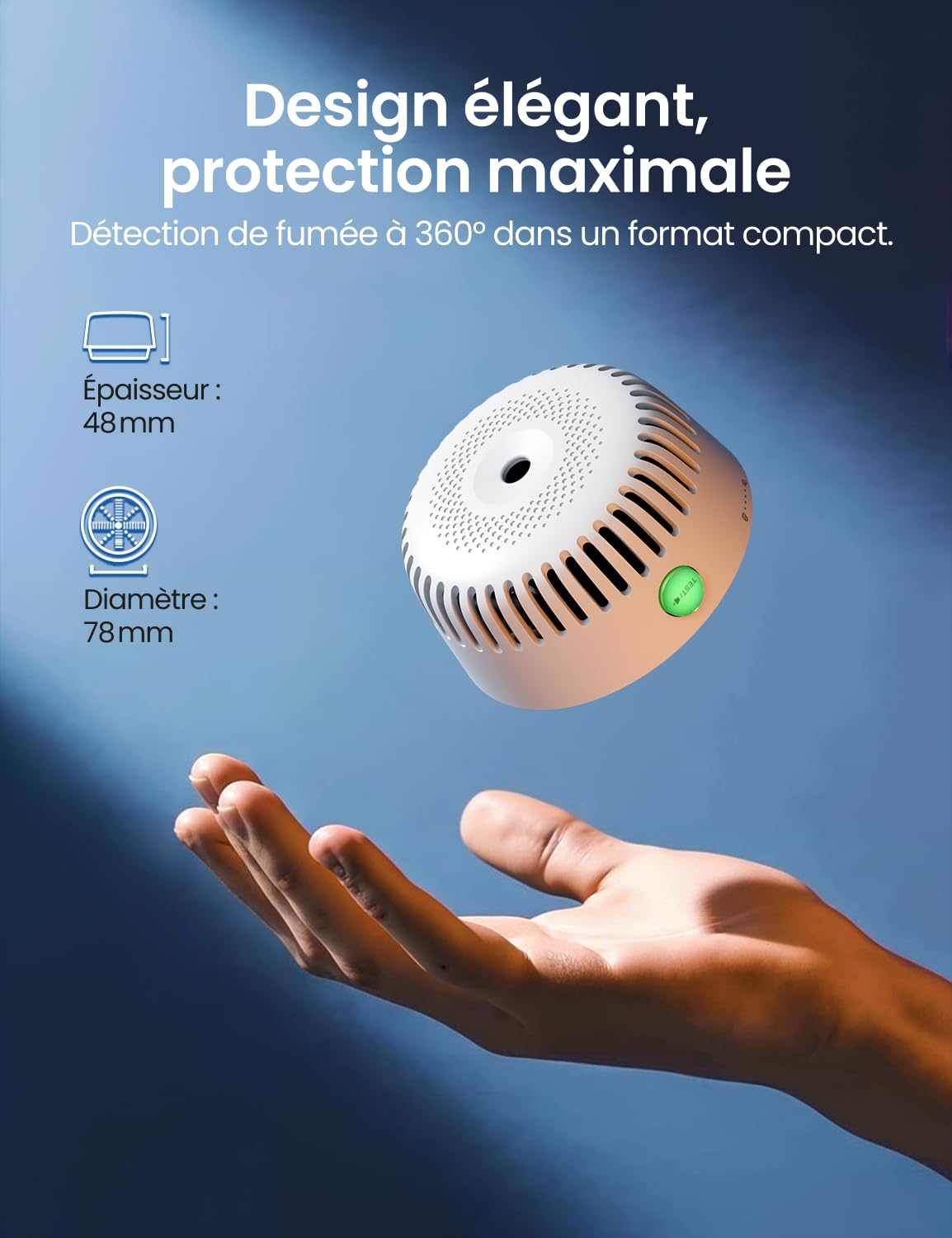AEGISLINK Détecteur de Fumée Connecté avec Base, Pad Magnétique, ASW-MR61