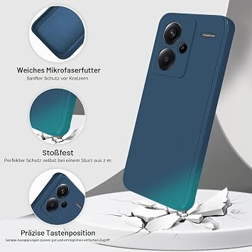 GiiYoon Case Compatible with Xiaomi Redmi Note 13 Pro Plus High-Quality Liquid Silicone Case All-Round Protection Mobile Phone Case Scratch-Resistant Soft Microfibre Lining Blue