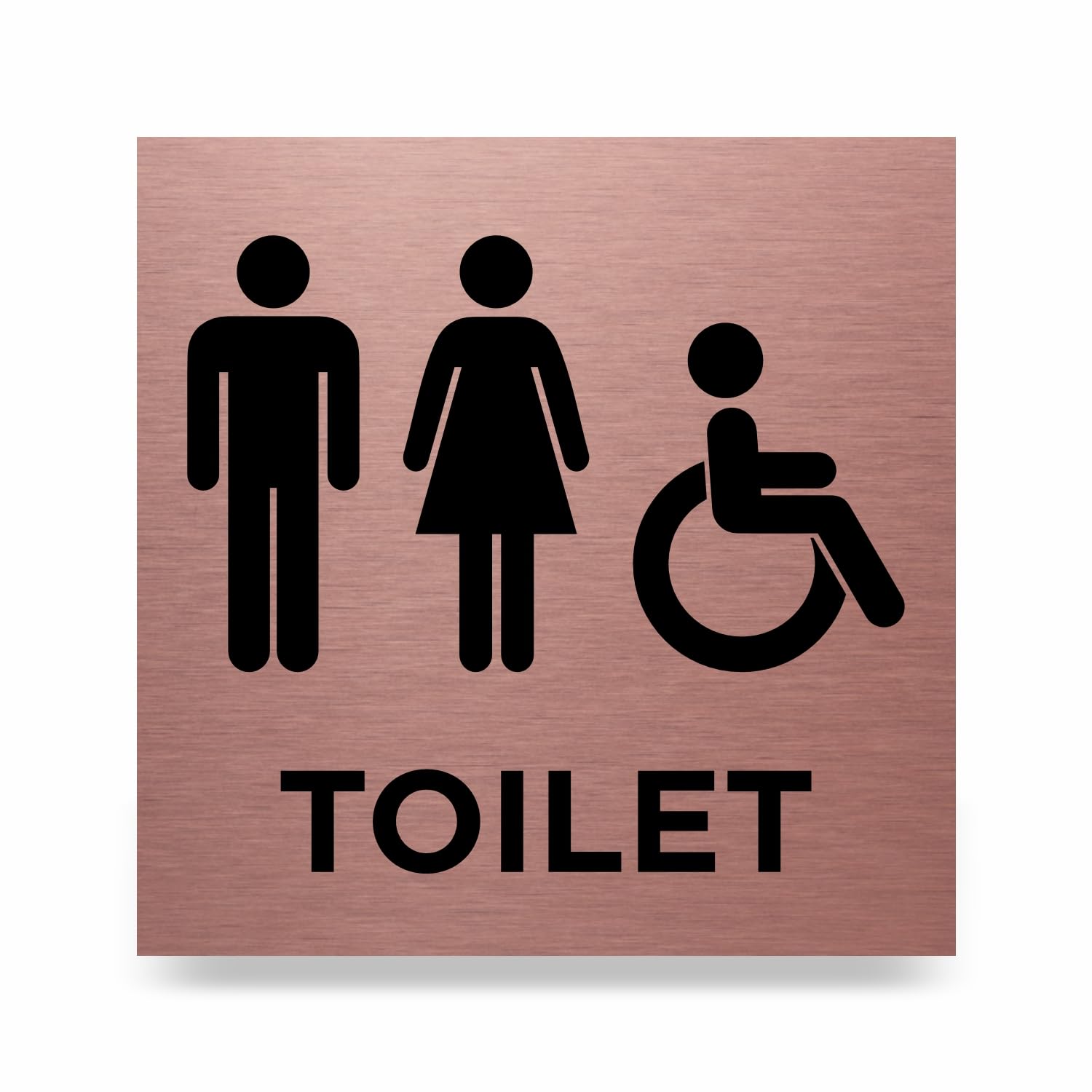 Slimline Aluminium Male, Female Accessible Toilet Sign from ViroDisplay® - Brushed Copper - 150 x 150mm - Durable Printed Surface - Self-Adhesive Fixing