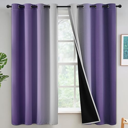 Miniatura 69 de Yakamok - Cortinas opacas 100% de 84 pulgadas de largo, cortinas azules para oscurecer la habitación, cortinas ombré para dormitorio, con ojales,