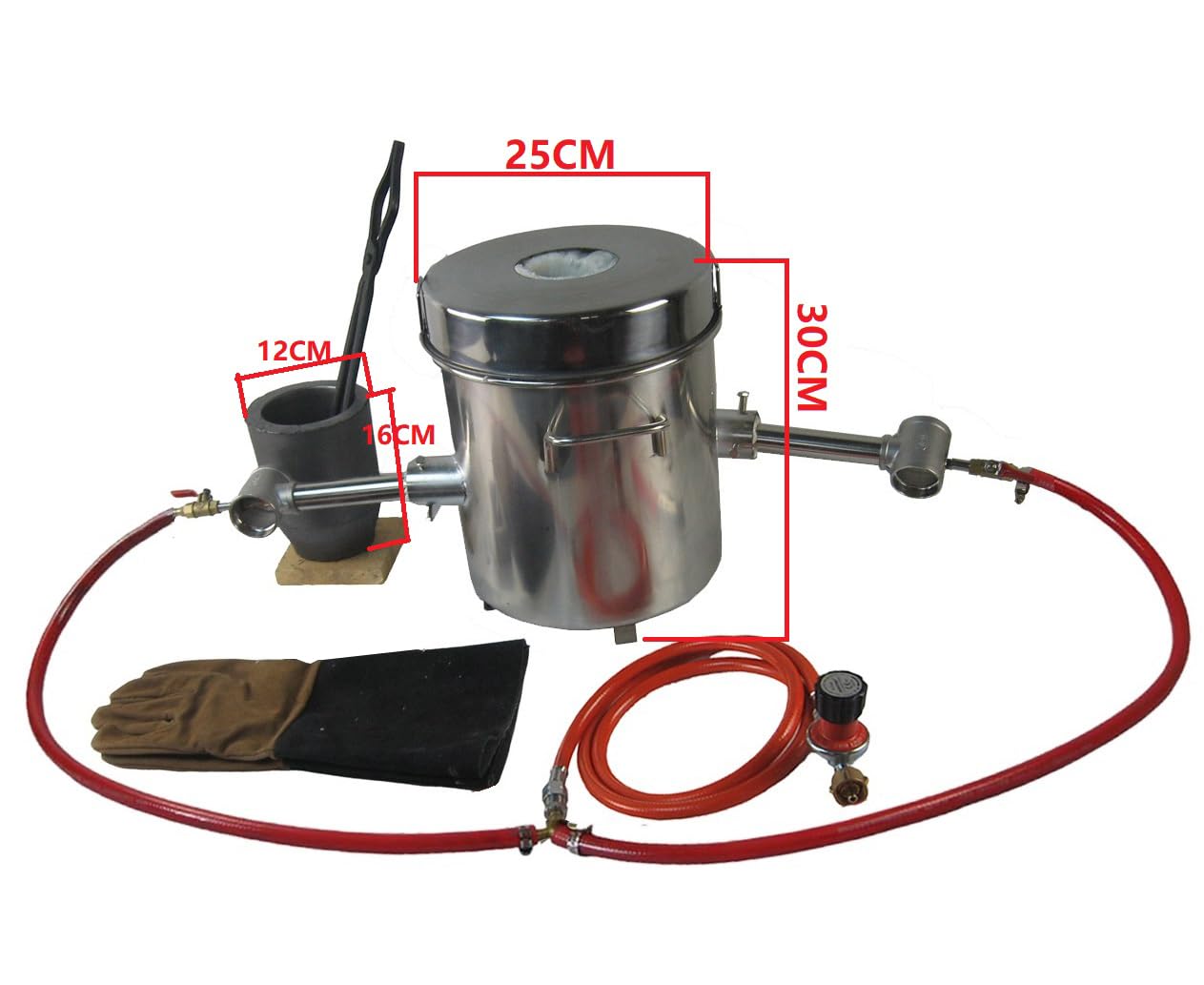 Juego de horno de fusión de gas propano doble, con crisol de grafito de 8 kg, forma de lingote de 113 ml, pinzas y guantes, horno para fundir metal cobre, latón y aluminio