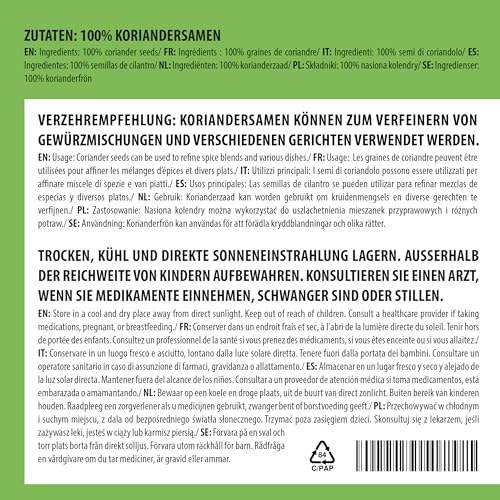 Alpi Nature Koriandersamen ganz 250g, Koriander Samen, Koriander ganz zum Kochen, Curry und Pickles