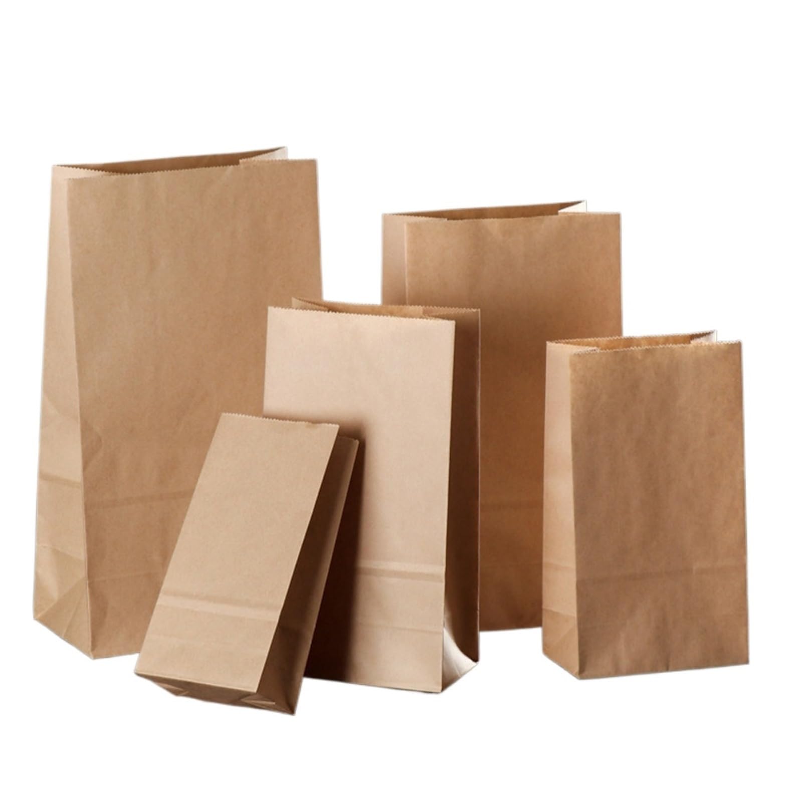 Paper Lunch Bags 50pcs Brown Kraft Paper Bag Food Vegetables Shopping Candy Package Lunch Grocery Cookie Bread Bucket Bags(27x15x9cm)