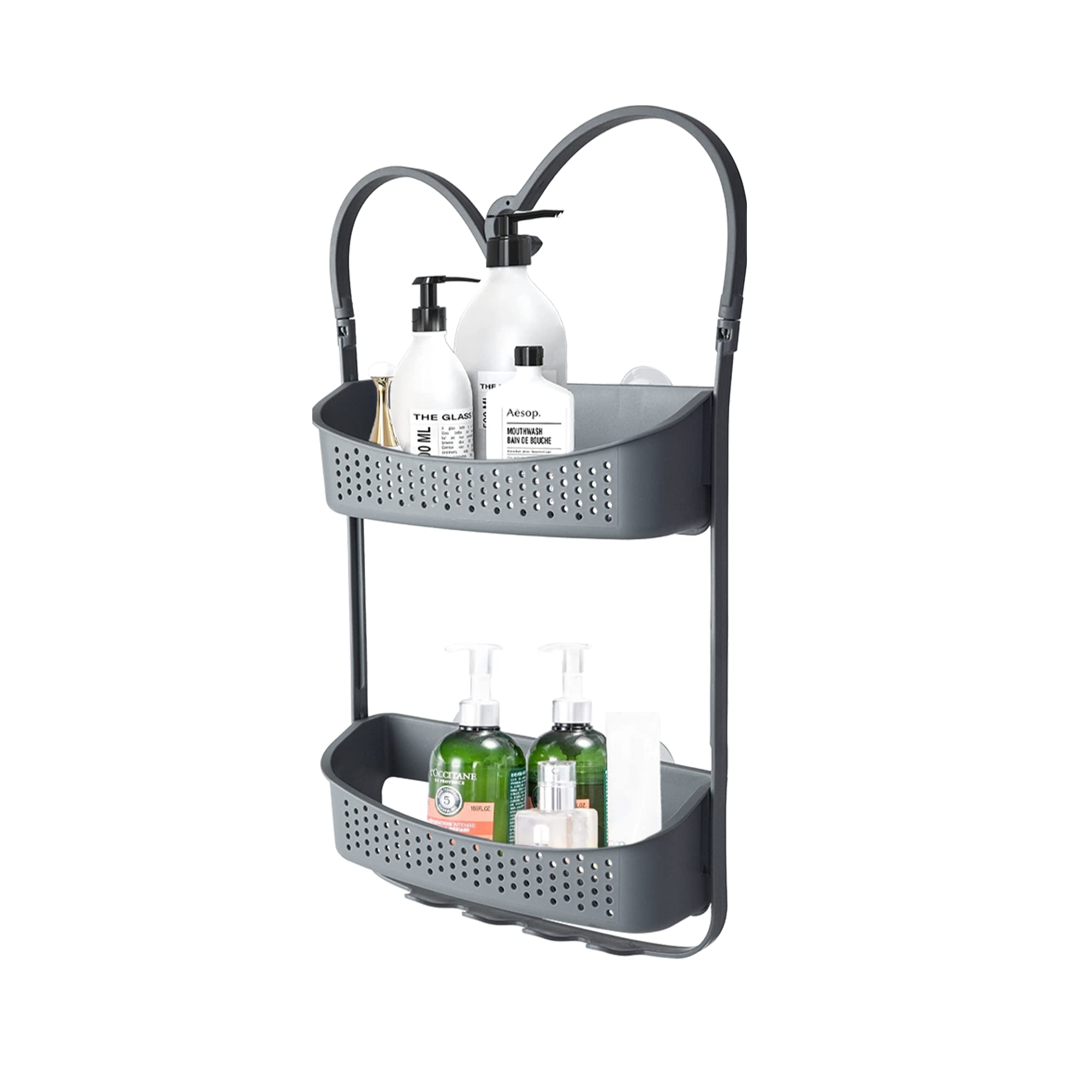 Blue Canyon Cestino singolo da appendere per doccia, senza trapano, in acciaio inox, ripiani antiruggine, accessorio per doccia per organizzare il bagno, organizer per cestino da doccia (argento