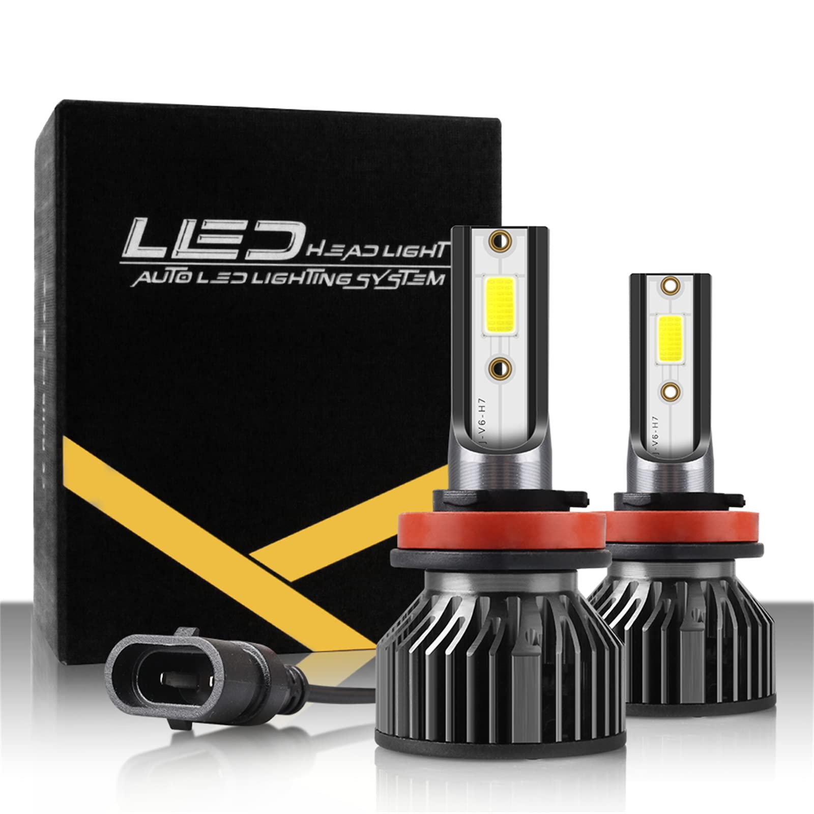 Lot De 2 Ampoules De Phare LED, 12 000 Lumens Lumineux, Kit De Conversion De Phare LED Blanc Froid, Étanche IP68, Installation Rapide.,H11/h8/h9