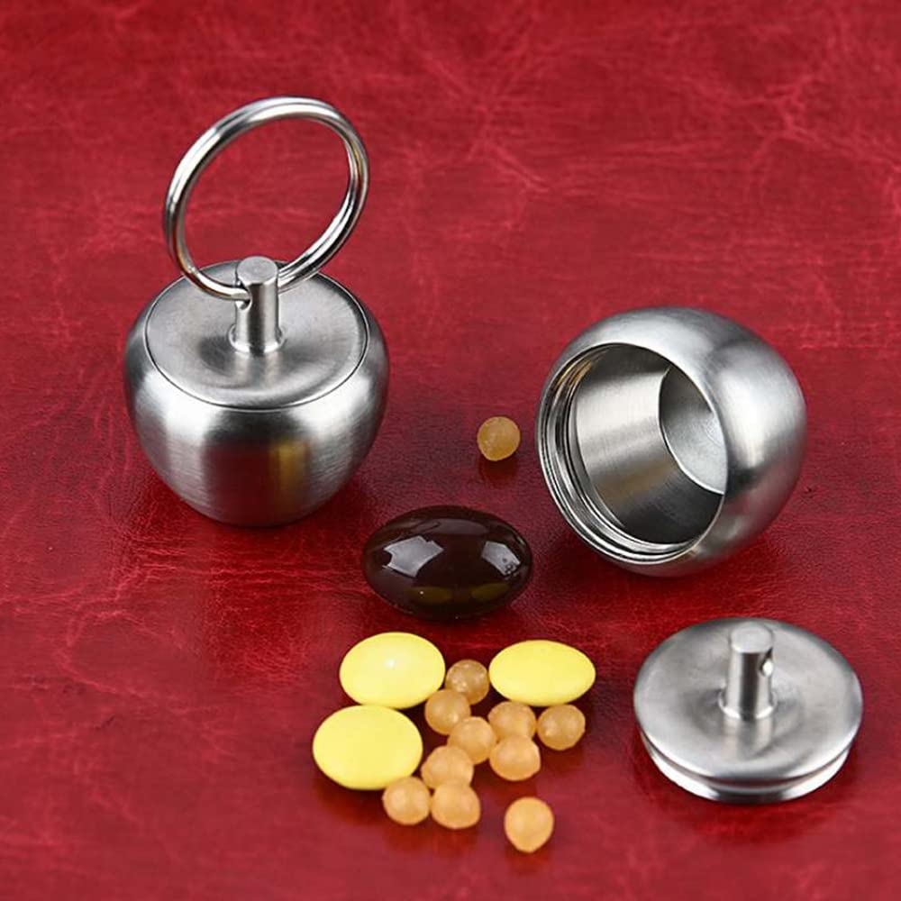 Bottiglia Portapillole Da Campeggio In Acciaio Inox – Impermeabile Con Portachiavi – Taglia Media 4,85x1,55 Cm - 2