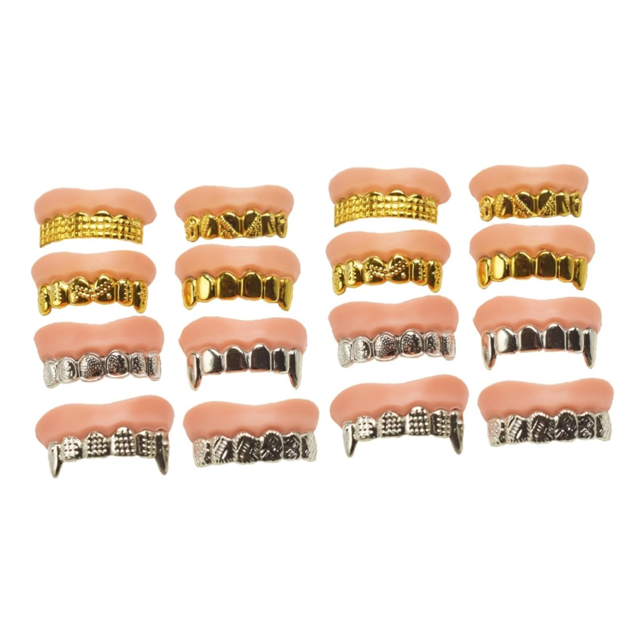 ABOOFANABOOFAN 16 pcs Halloween dentures False Tooth Grill Funny Fake Teeth Kids Party Teeth Bling Fake Zombie Teeth Vampire Teeth Gnarly Teeth Child Plating Grille