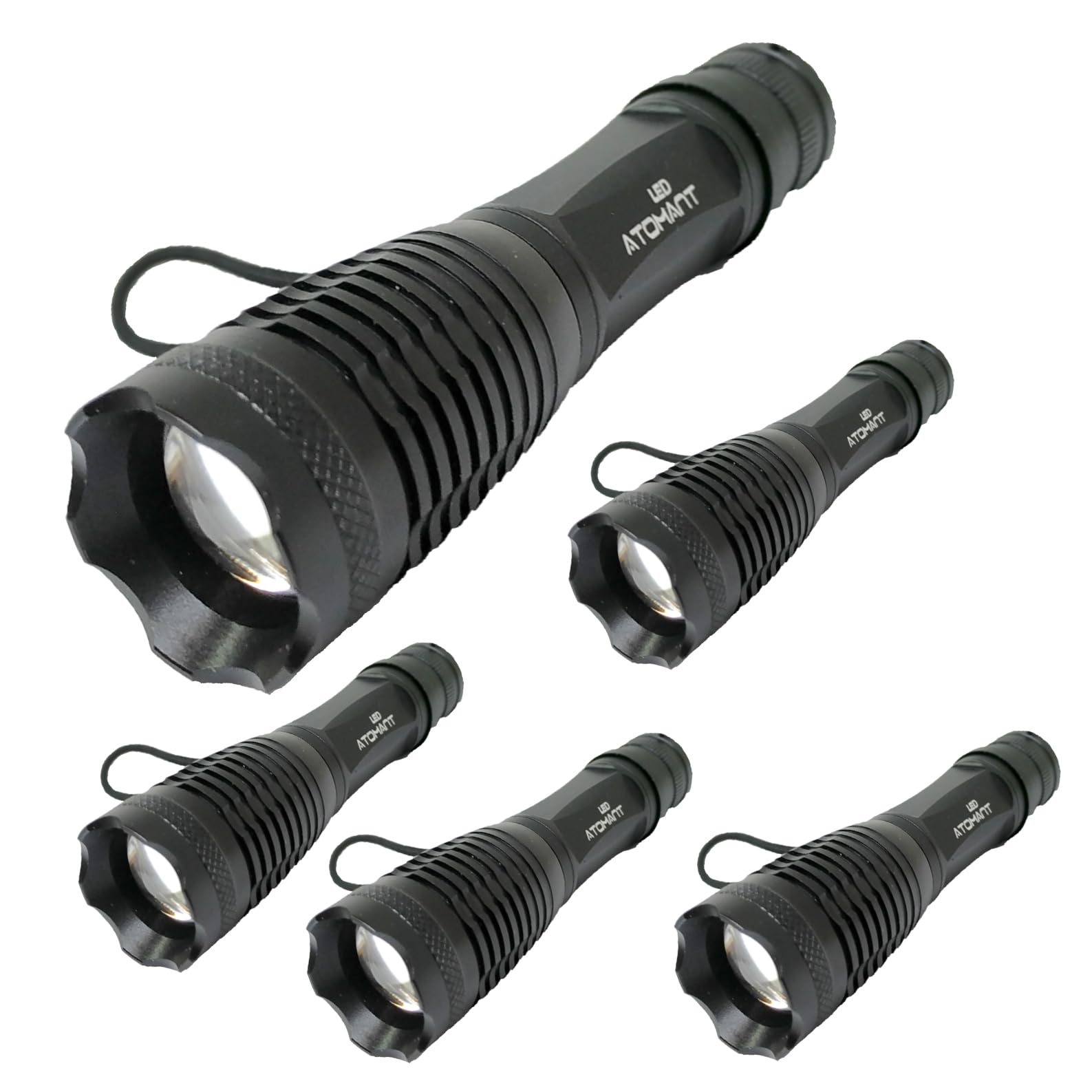 LED ATOMANT 5x Lampe Torche LED avec Zoom et Batterie Rechargeable 1500lm
