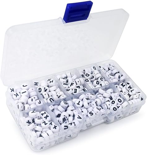Kit de 580 cuentas de letras, cuentas del alfabeto A-Z para pulseras, collares, fabricación de joyas