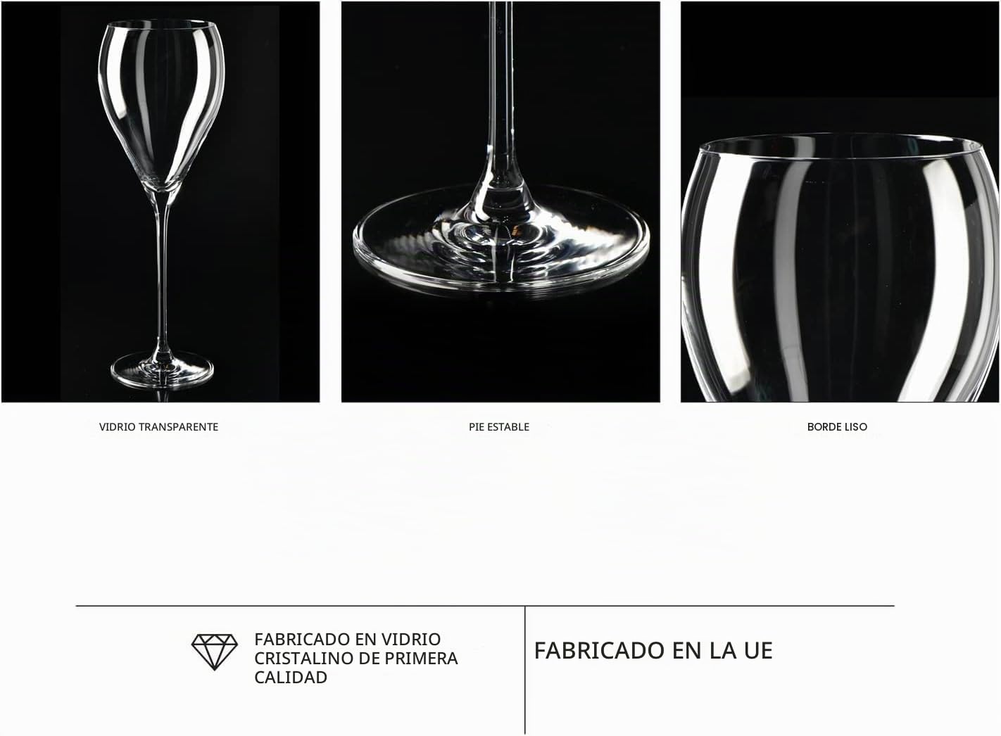 Krosno Copas de Vino Tinto Juego de 4, 510 ml, Colección Perla