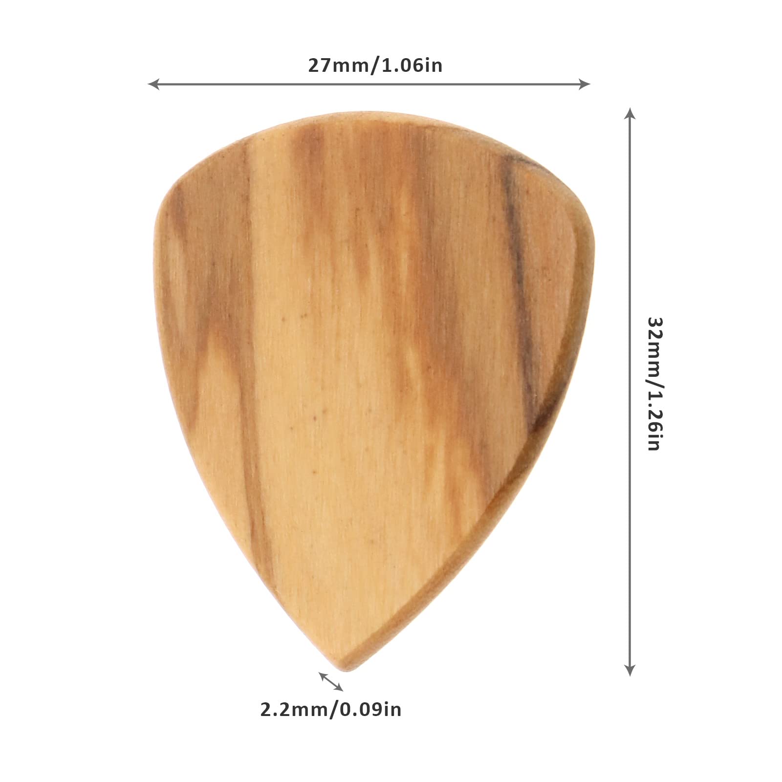Lot de 3 médiators antidérapants en bois d'olivier pour guitare électrique - Supports de médiators inclus