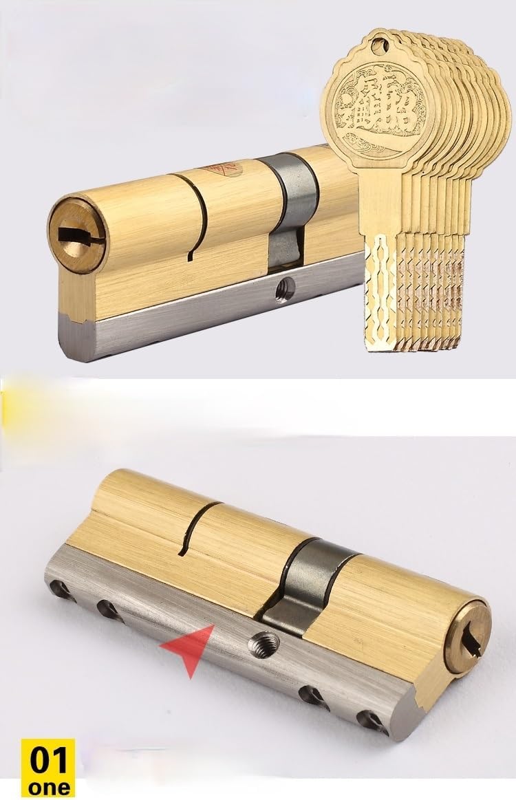 DeuyO Door Handle Lock Knobs Lockset,Key Locking, Standard Anti-Theft Gate Lock Living Room Door Lock Cylinder Stainless Steel Brass Lock 10 Keys (Color : 90mm45add45) (Color : 85mm42.5add42.5)