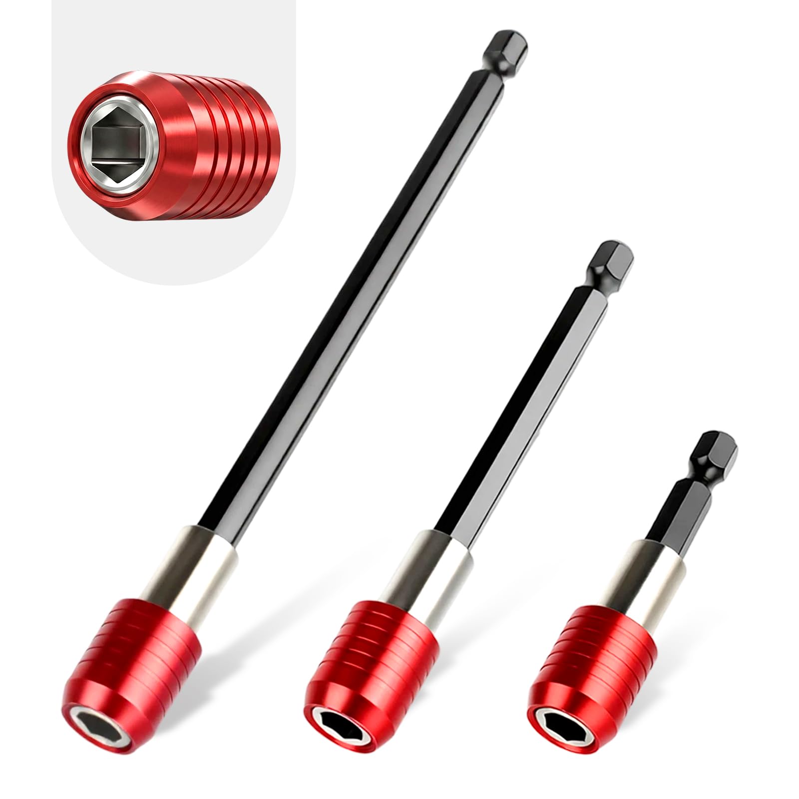 Magnetic Drill Bit Extensions - 3 Piece Set -1