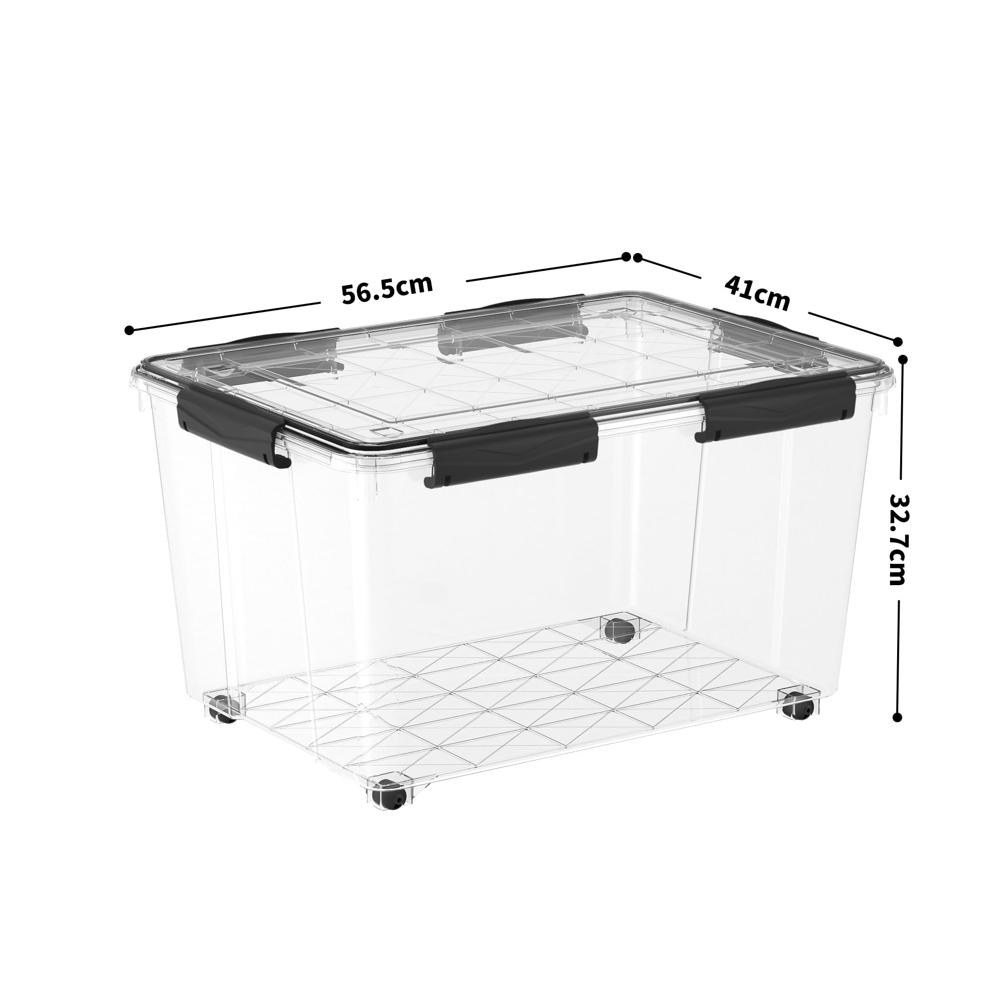 Cetomo Plastikowe pudełko do przechowywania, 15 x 6, pudełko na zakupy, przezroczysty pojemnik organizujący z trwałą niebieską pokrywką i bezpiecznymi klamrami, można układać w stos i składać, 6 szt