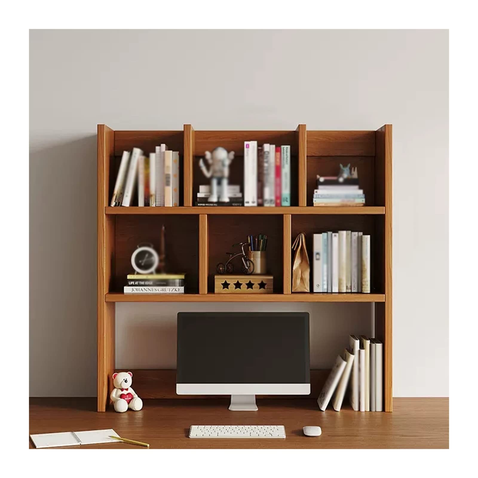 AYCDL Bookcase Bookshelf Desktop Organizer Storage Rack Free Style Display Bookshelf, Wood Countertop Bookcase for Office, Kitchen, Bathroom,size_name-L70xD20xH70cm
