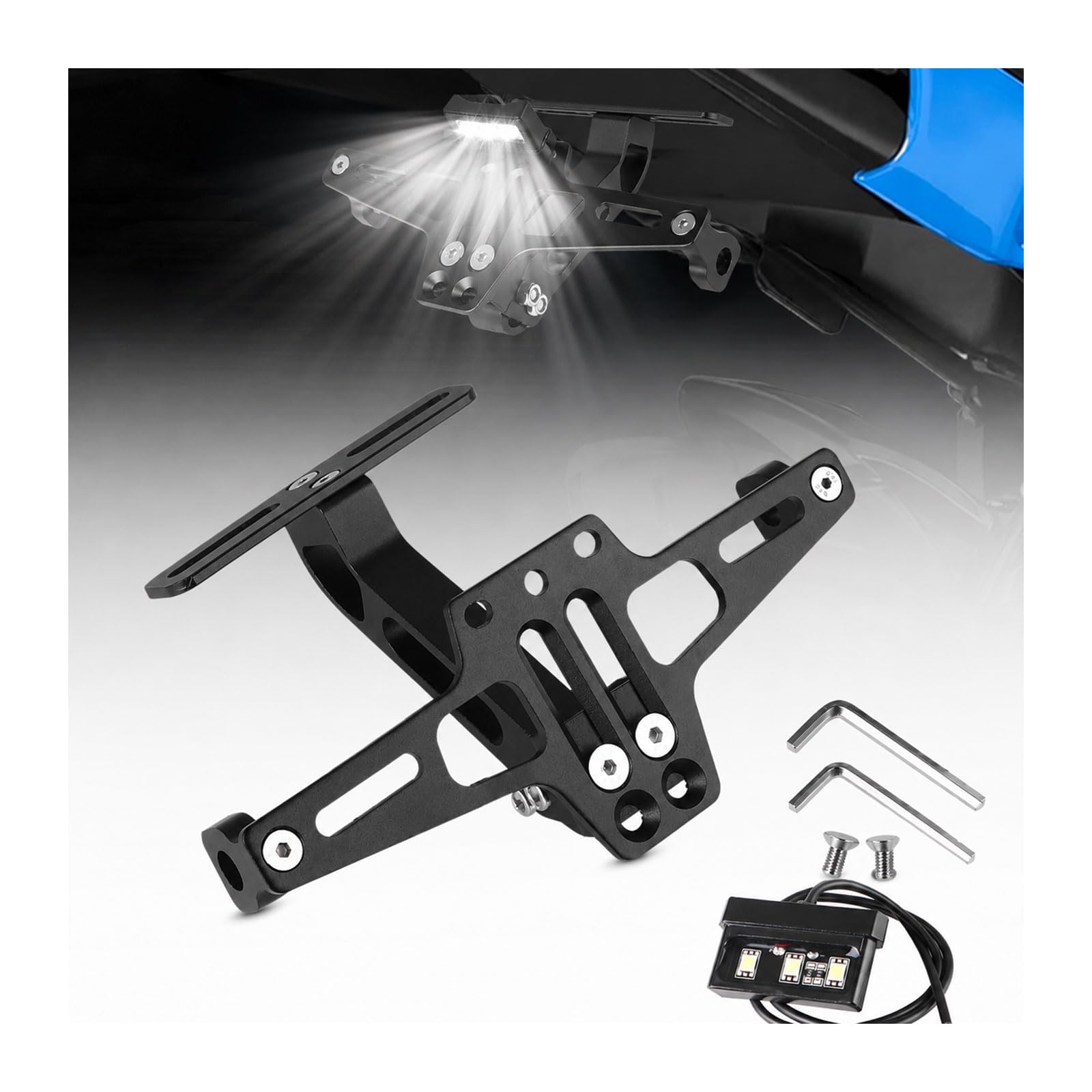 Support Plaque Immatriculation Moto Anti-Vibration pour Customisation UM Renegade