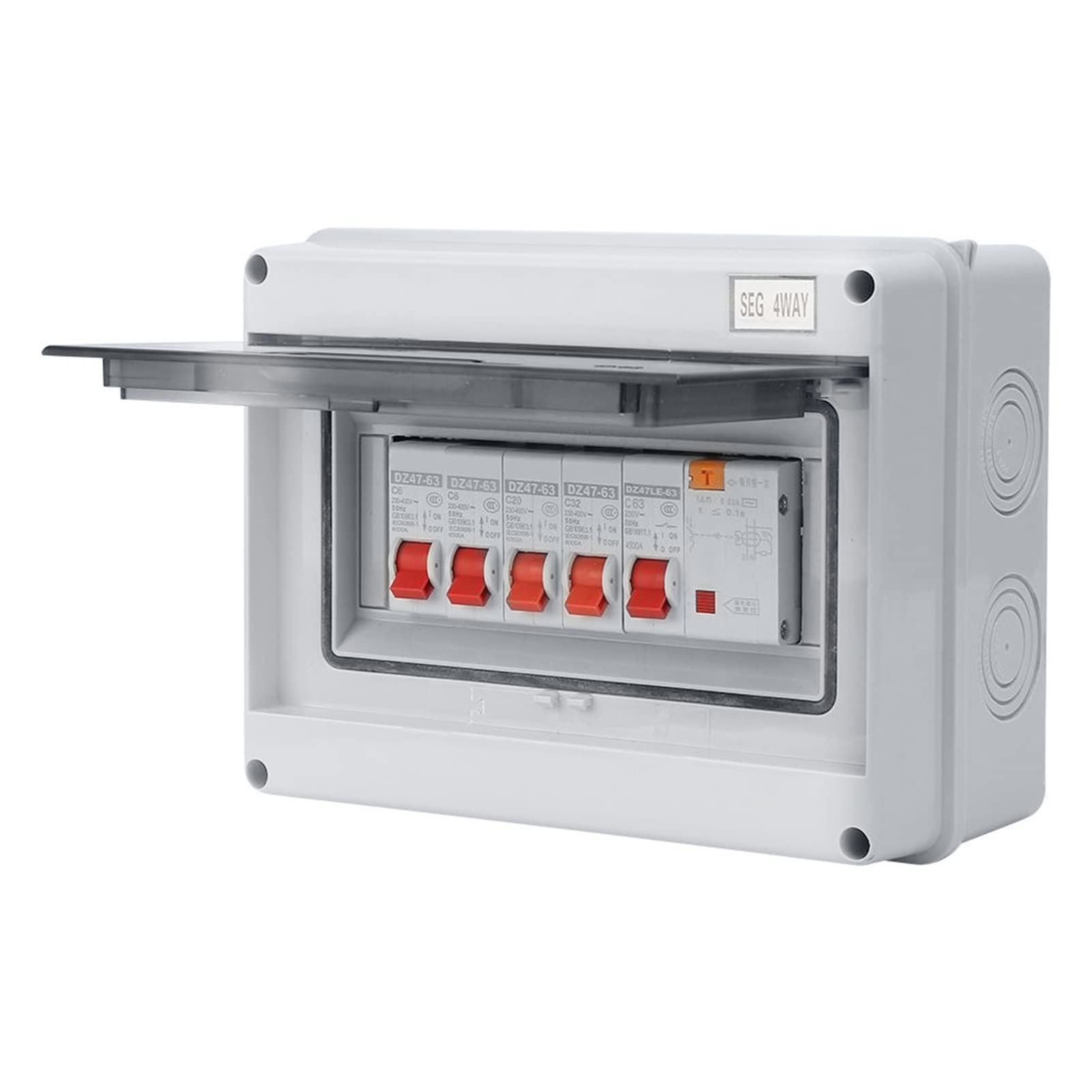 Consumer Unit 4 Way, 63A 30mA RCD 4MCB 2*6A+20A+32A, Mini Leakage