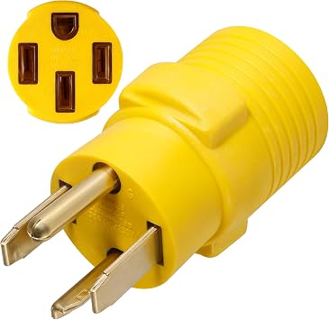 NEMA 14-30P to 14-50R Adapter Connector, VSEER 4 Prong 30 Amp Dryer to 50 Amp EV Charger Compatible with Tesla, for Level 2 EV Charging, Generator Dryer Power Cord Adapter, Yellow