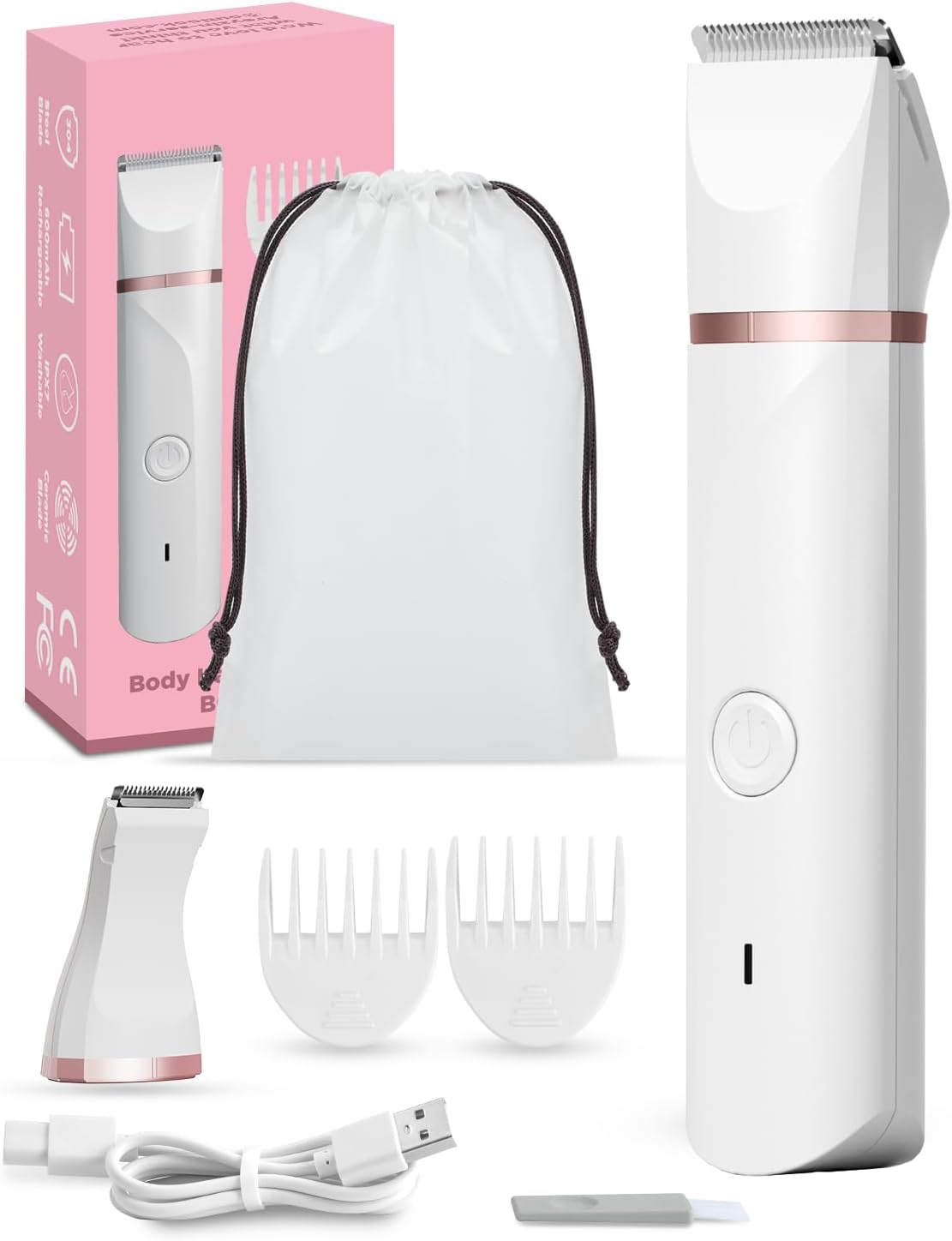 Intimrasierer Für Frauen, Elektrischer Rasierer Damen Intimbereich, Damenrasierer Intimrasierer, Rasierer Damen Intimbereich, Aufladbar,Wasserdicht für nass und trocken, Weiß - Amazon product rated Grade B