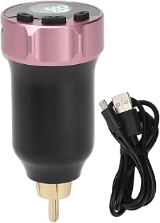 Tattoo Power Supply, USB Type C Tattoo Pen Battery Portable Interface Rechargeable Aluminum Alloy 1600mAh 4-12V Adjustable for Tattoo Machines (Pink)
