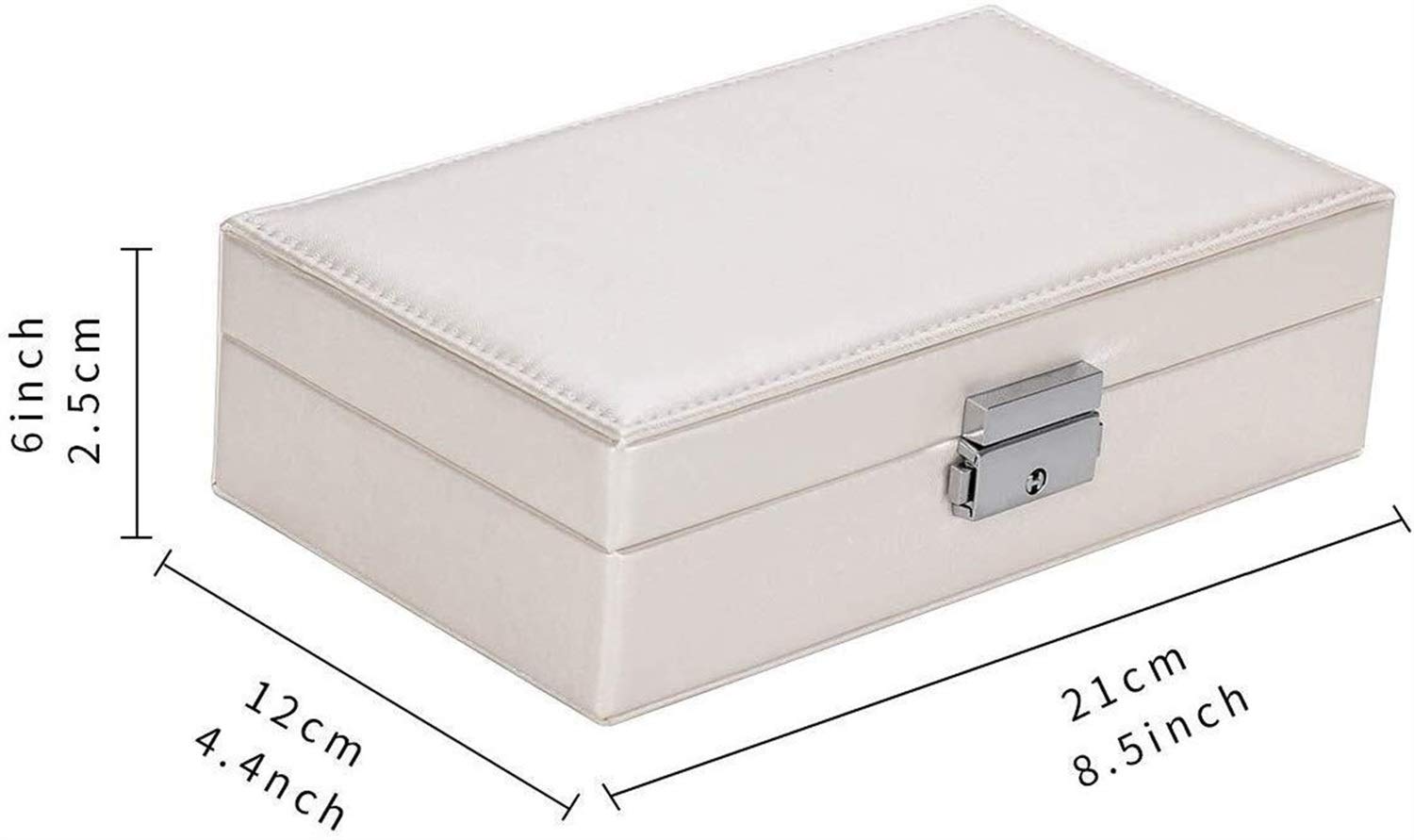 Joyero de piel sintética para niñas con cerradura, organizador para anillos, pendientes, collares, pulseras, joyero negro para mujer, idea de regalo