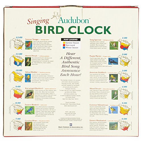 Mark Feldstein & Associates Audubon Singing Bird Wall / Desk Clock, 8 Inch #TOP5