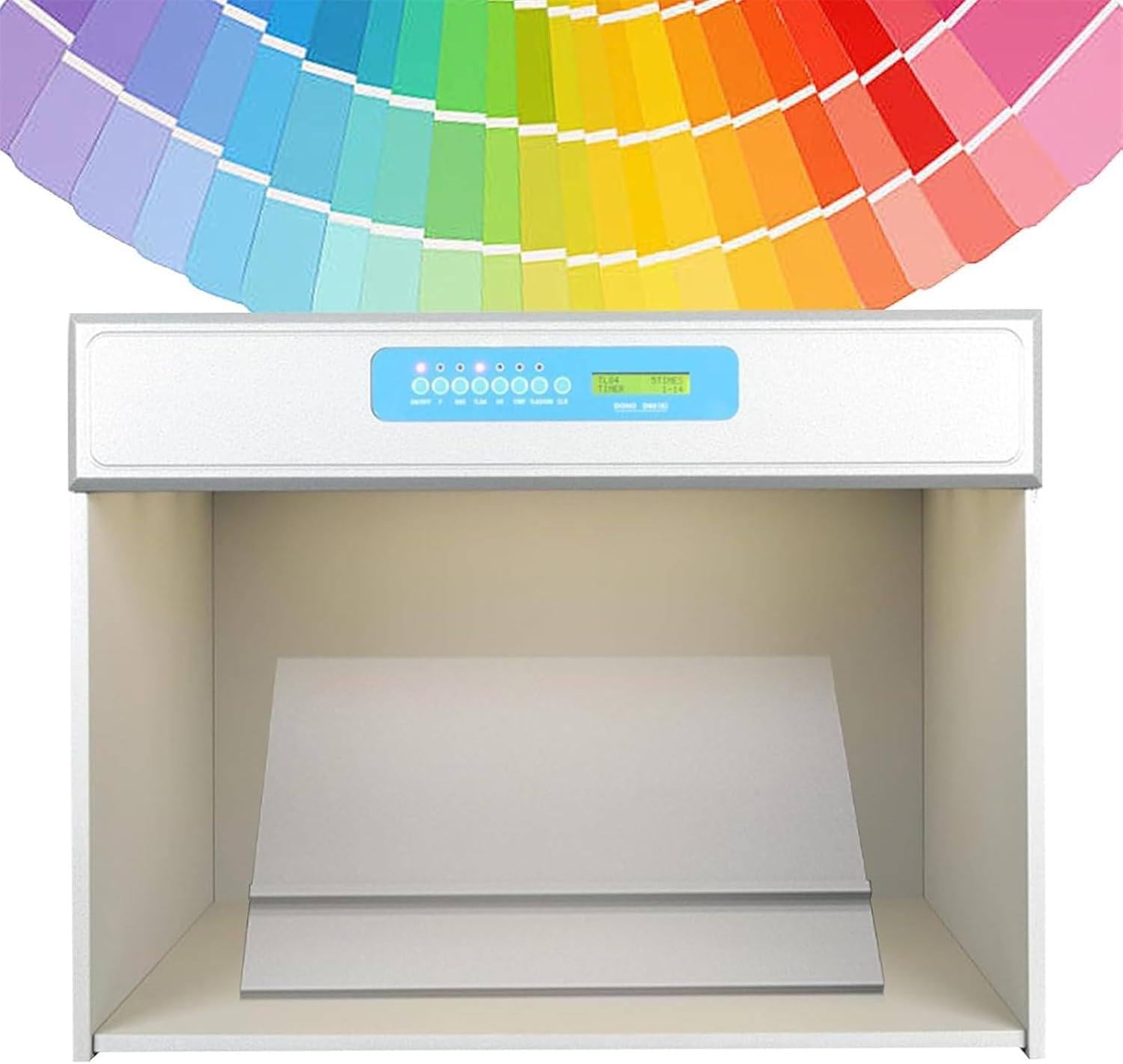 Cabina de luz a juego, gabinete de evaluación de color con 6 fuentes de luz D65 CWF TL84 UV CWF U30 para textiles, impresión y evaluación de color de pintura