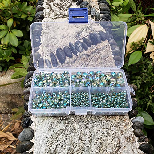 Image of Clear Green Rondelle Glass Beads for Jewelry Making, Faceted Briolette Crytal Spacer Beads for Bracelet Necklace Earring (2mm 4mm 6mm 8mm 10mm Mixed Sizes, 1000pcs)