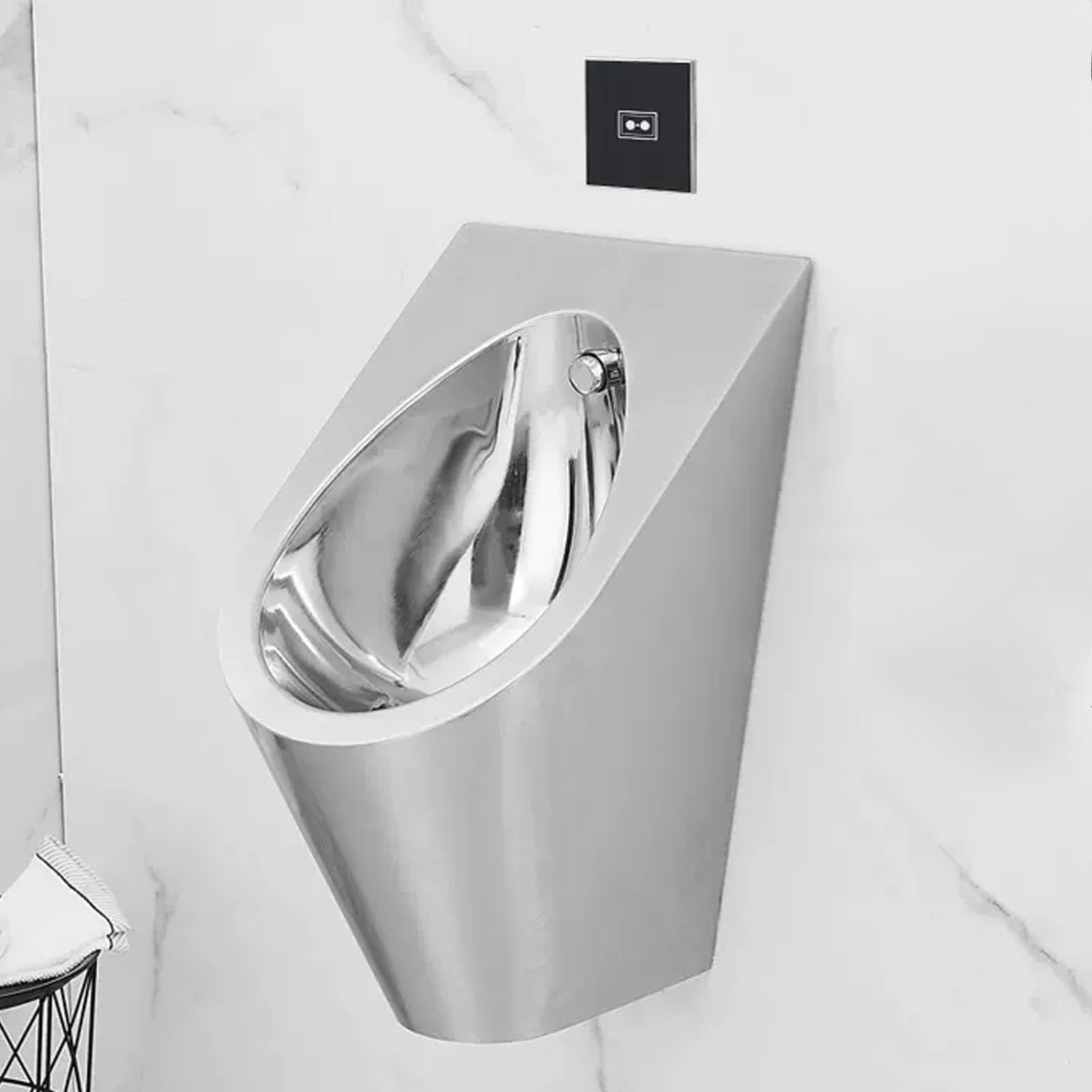 OTQEFTN Wall Mounted Sensor Urinal, 304 Stainless Steel Urinal with Automatic Flush System, Wall-Mounted Men's Flushing Urinal, Splash Toilet for Bars/airports
