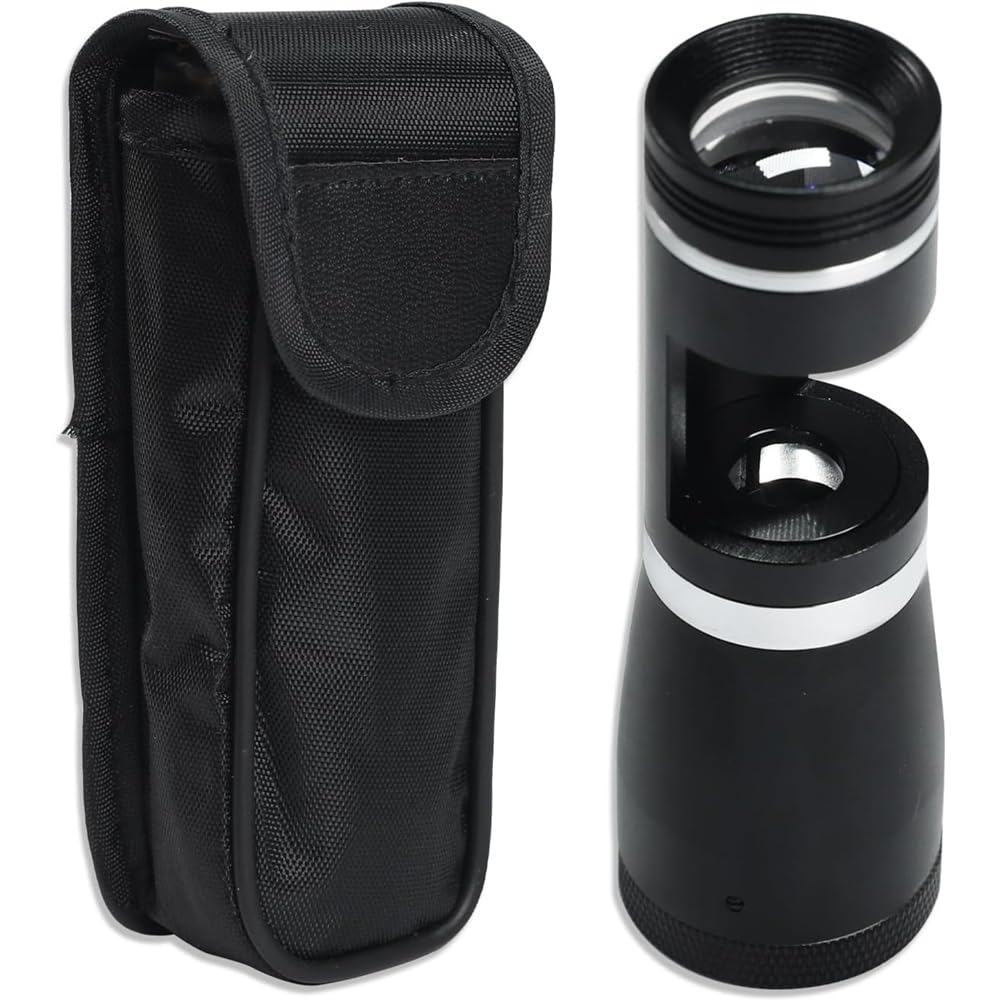 Fangxuee Black Handheld 10X Darkfield Loupe Portable 20.5Mm Triplet Lens With Led Light, Led Polariscope Magnifier