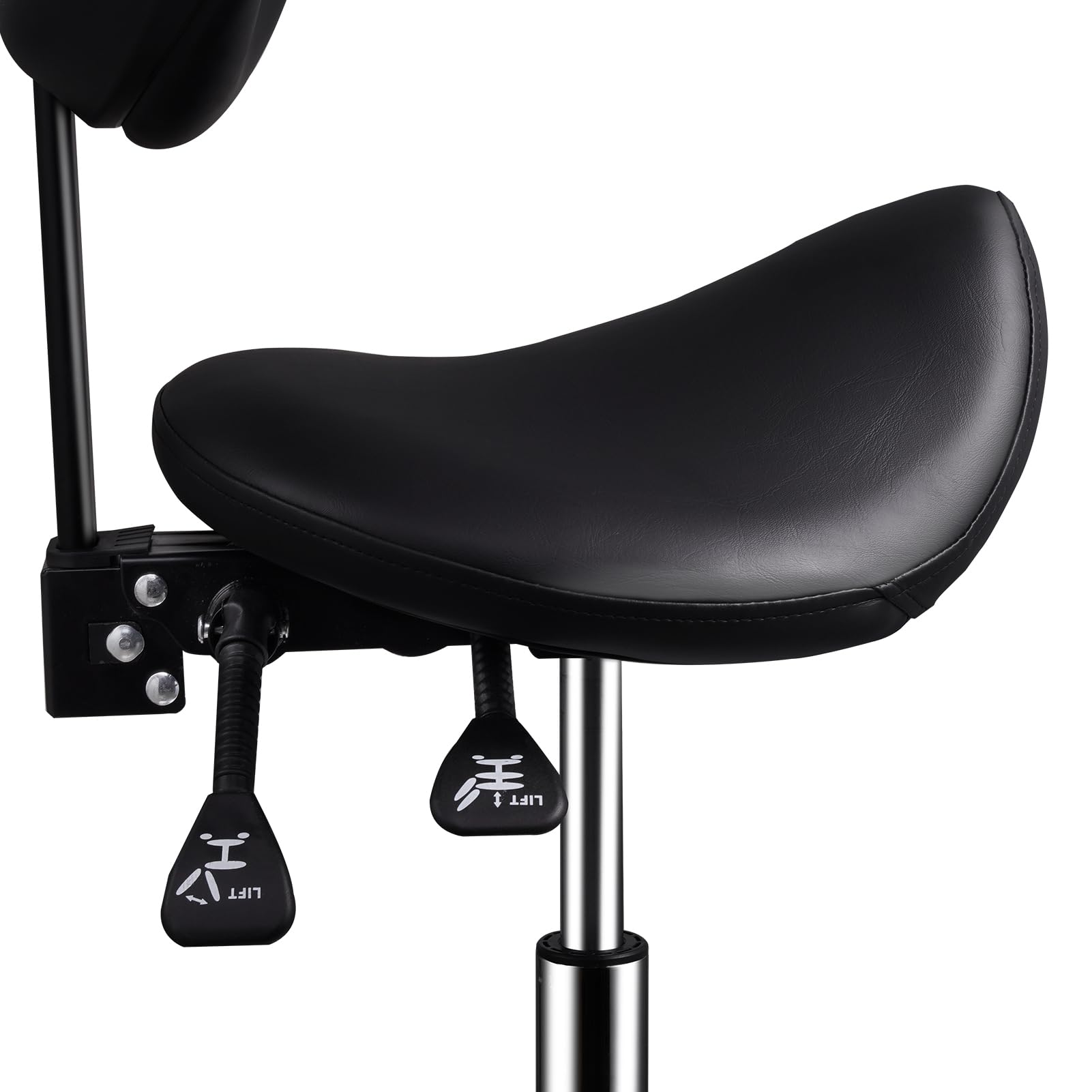 Taburete móvil con respaldo y ruedas | Taburete de salón ajustable con ruedas y respaldo | Asiento robusto para cosmetólogos - Para el hogar, dentista, oficina, cocina