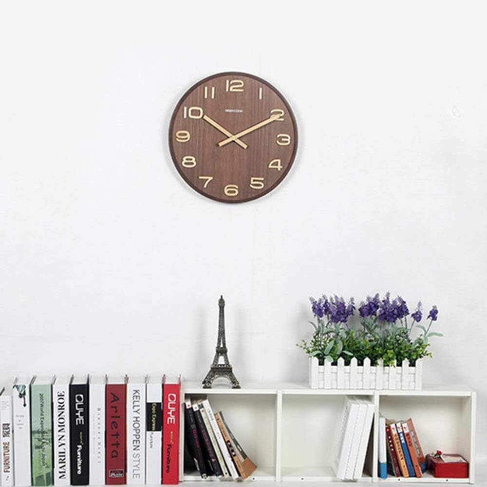 Wall Clock Brown Stripe Solid Wood Wall Clock 35.5 * 35.5 (cm)