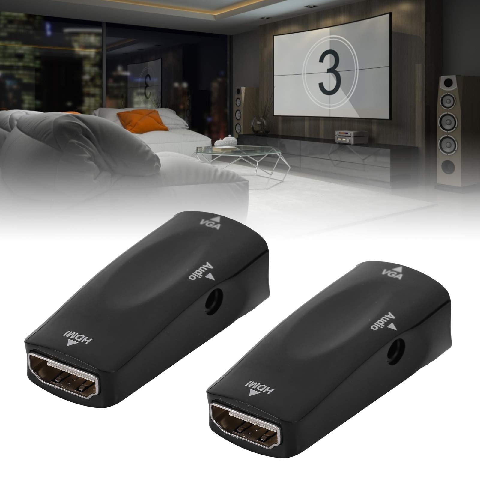 Goshyda Adaptateur HDMI Femelle vers VGA, Convertisseur Vidéo 1080P avec Câble Audio 3,5 mm