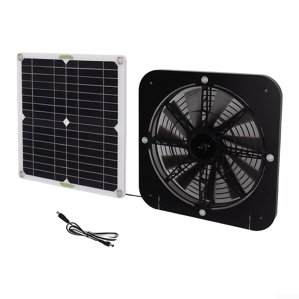 Ventola a pannello solare monocristallino, copertura 200 m² | Pannello da 100 W, 3000 giri/min, ventilazione ideale, pollaio, durevole