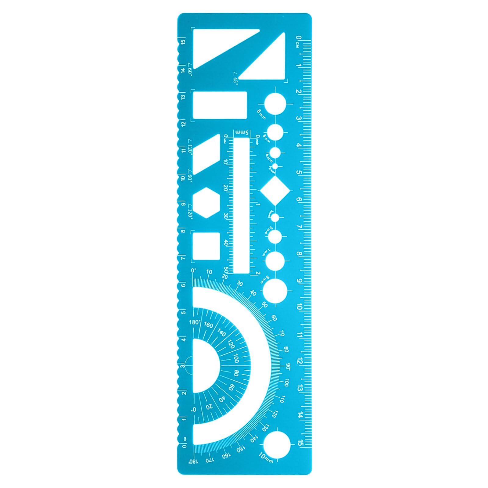 sourcing map Multifunctional Geometric Rulers 15cm Metric and SAE Aluminum Straight Edge Protractor Angle Math Measuring Rulers Geometric Drawings Templates for Drawing Drafting, Blue