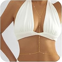 BERISO 14K Gold Plated Body Chain for Women - Adjustable Waist Beads, Sexy Bikini Belly Chain, Boho Festival Layered Beach Jewelry (26.5-33 Inch)