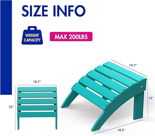 Miniatura 2 de BRIOPAWS Adirondack otomana  Plegable  Plástico HDPE  Reposapiés para exteriores  Todo tipo de clima  Reposapiés de patio para silla Adirondack