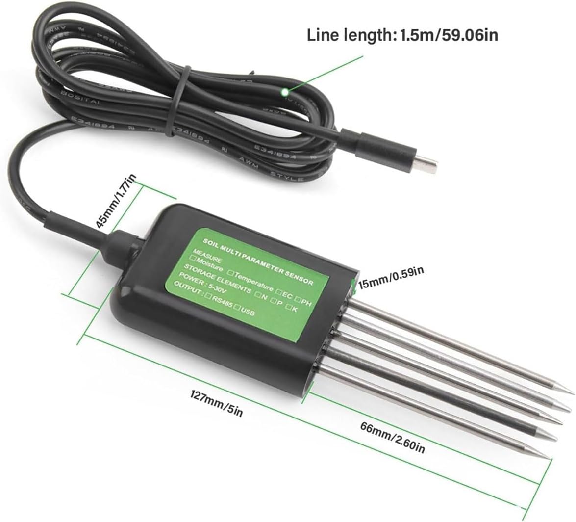 USB Soil Tester, USB Soil Analyzer, Npk Digital Tester,for pH, Temperature, Moisture, NPK Nutrients Analysis,Soil Fertility Test for Garden Indoor Plants
