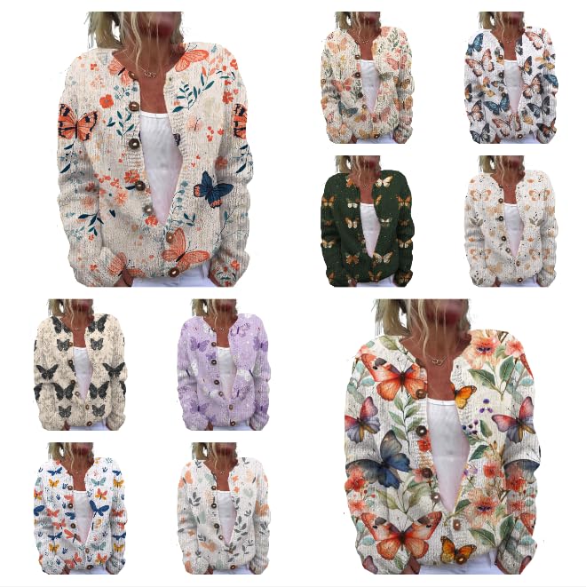 Trendy Sweater Cardigan for Women Button Up Oversized Long Sleeve Floral Comfy Sweaters Plus Size Tops Outfits4