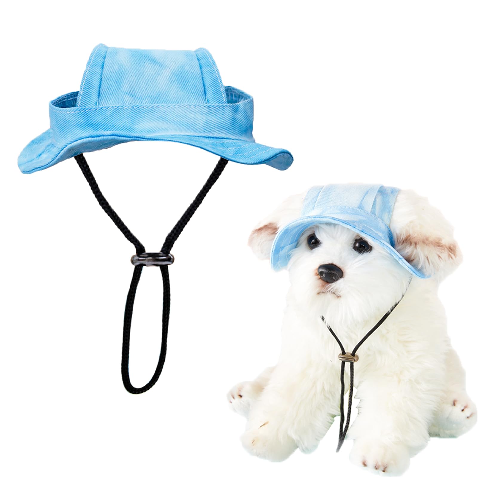 Dog Baseball Cap, Outdoor Sun Protection, Sun Hat, Visor Cap with Ear Holes, Baseball Hat Cap Visor Sunbonnet Outfit for Small Medium and Large Dogs(Blue, M)