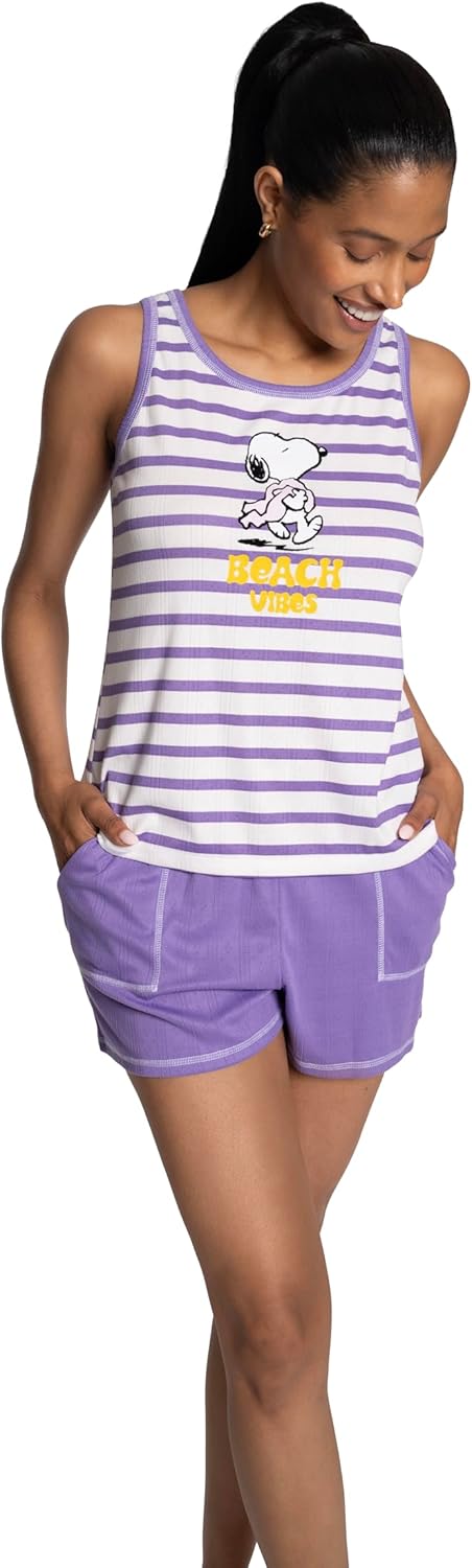 Peanuts womens Tank and Short 2pc Pj Set - Image 2