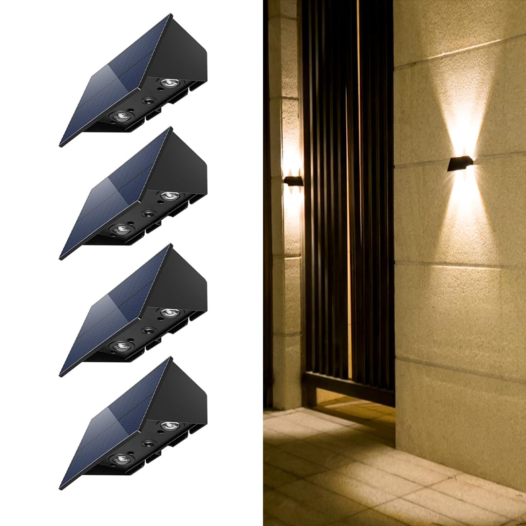 hardoll Solar Wall Light Waterproof with Warm White 4 LED for Outdoor Garden Yard Decoration (Pack of 4) (B0DDCMFFTJ) Amazon Price History, Amazon Price Tracker