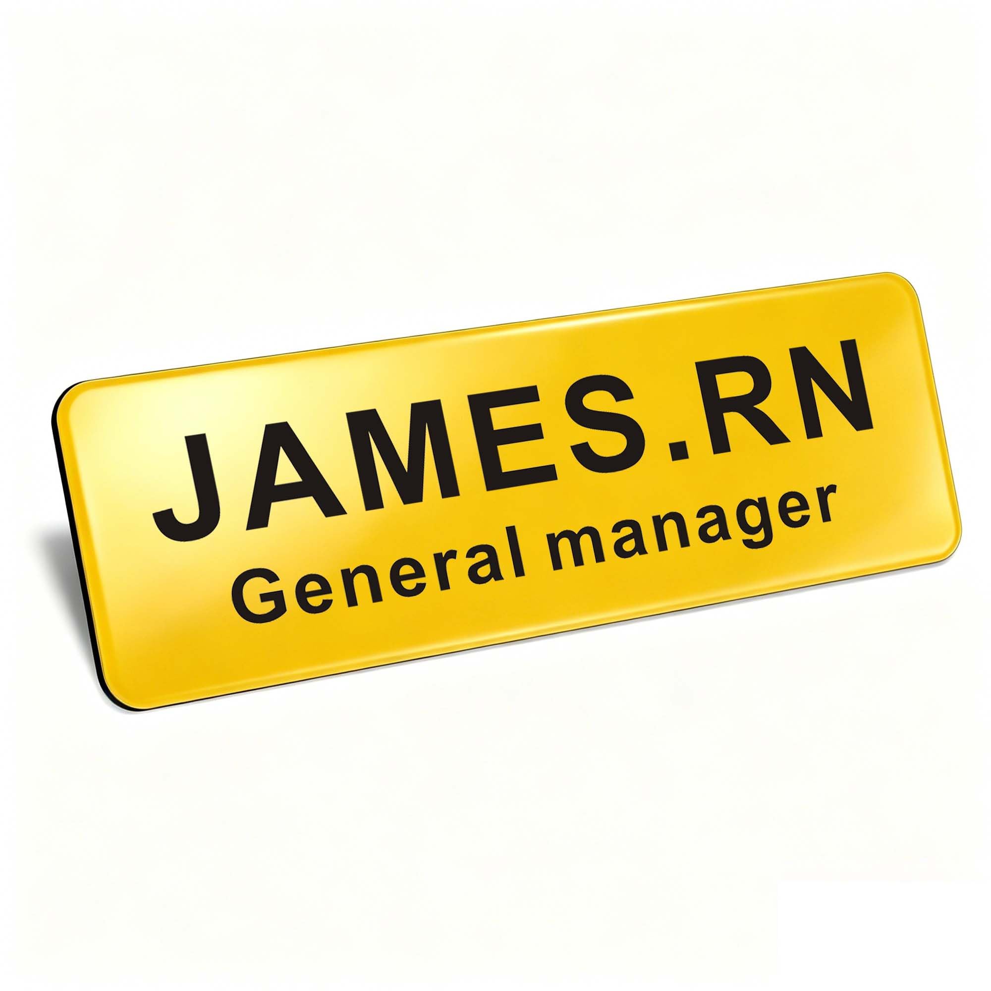 Personalised Name Badges Custom Name Badges for Work Laser Engraved Name Tags Hello My Name is Badge for School Teacher Kids Business Work Lable Sign Employee Name Plate (Yellow, Design 1)