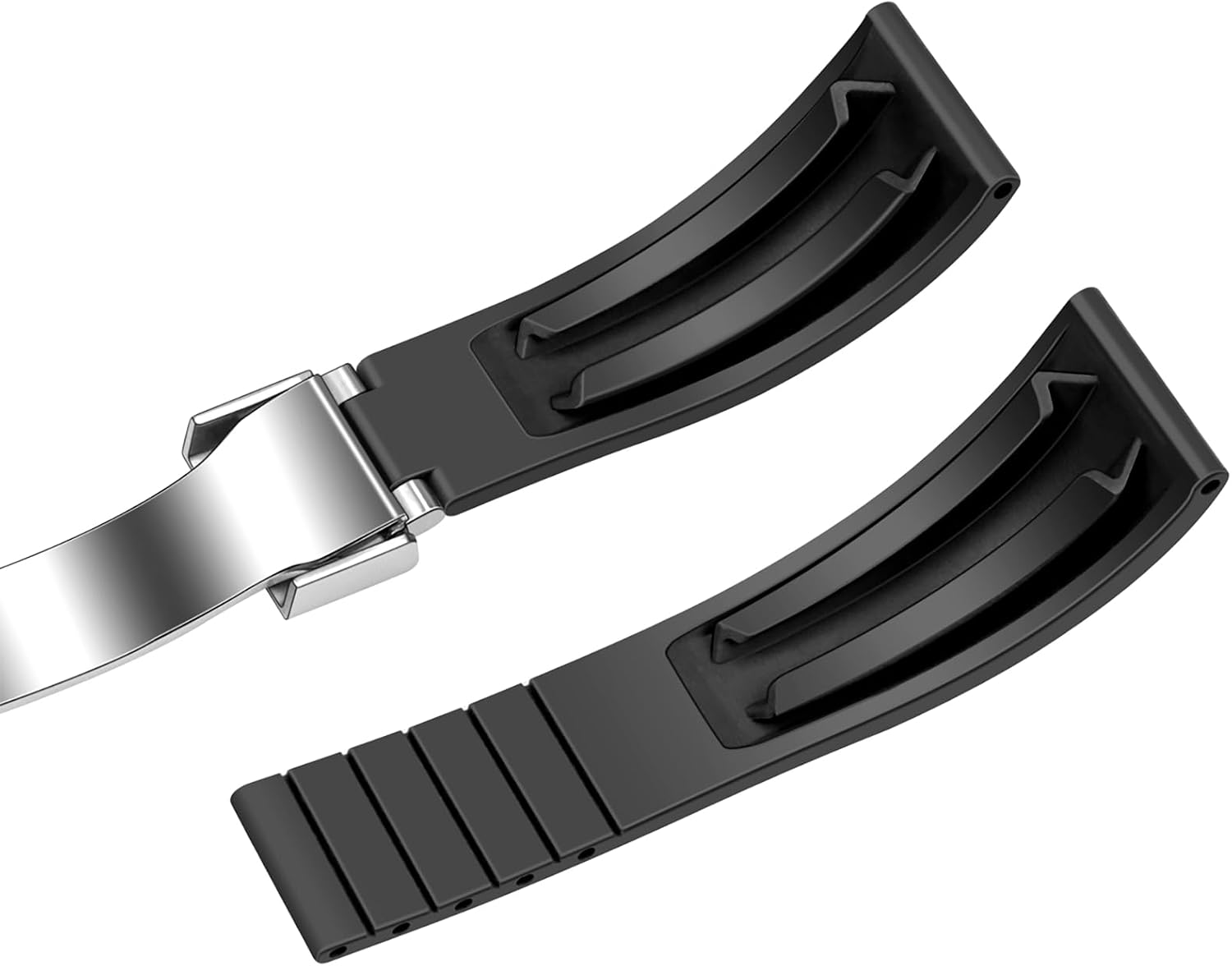 YISIWERA 20mm 22mm Silicone Watch Band, FKM Rubber Watch Strap for Men Women, Straight End with Solid Diving Deployment Double Buckle