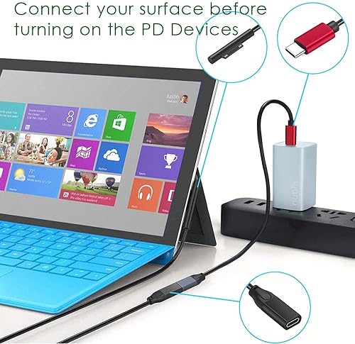 Miniatura 5 de Cable de carga convertidor USB C para cargador Surface Pro 15 V 2.58a 44 W 1.6a 24 W apto para Surface Pro 3 4 5 6 7 X, portátil 123 Surface Go 12 y