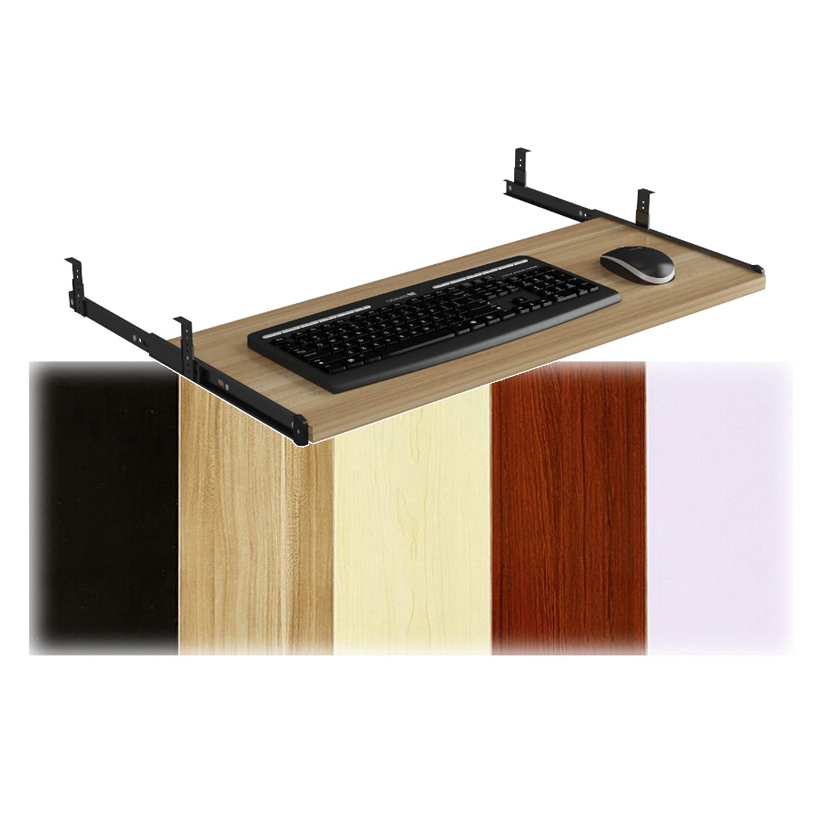 Bandeja de teclado de madera, capacidad de 22 kg, estante deslizante debajo del escritorio, cajón ajustable para teclado para oficina en casa, diseño que ahorra espacio, fácil instalación