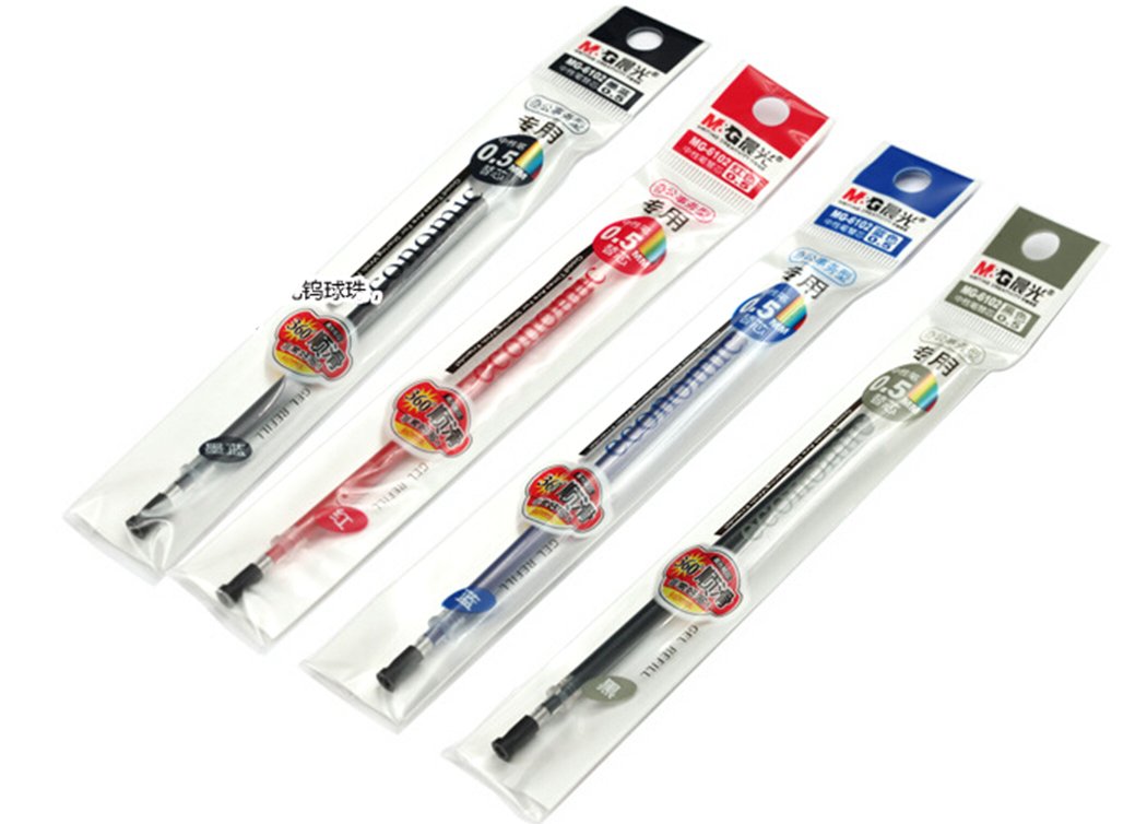 20 Stück Chen Guang MG-6102 0,5 Mm Gel Stift Minen – Rot, Mit Edelstahlfeder, Push-Kappe